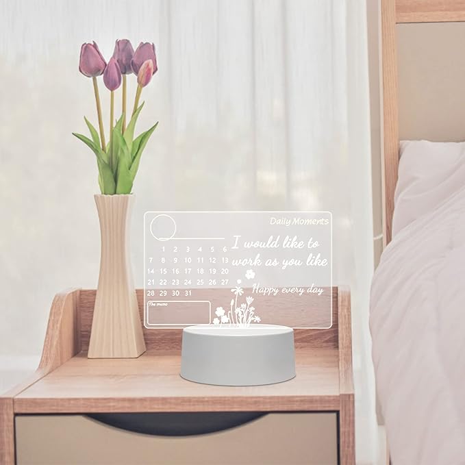 Night Light, Transparent Note Board Erasable Writing Message Board Home Desktop Small Whiteboard Table Lamp (P-3123)-Findshob