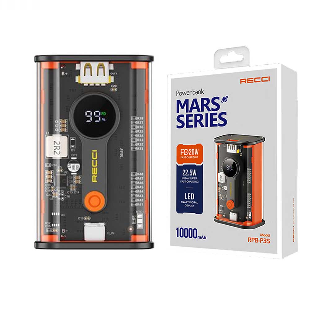10000mAh Fast Charging Power Bank - RECCI Mars Series with 22.5W Output % 10000mAh Fast Charging Power Bank - RECCI Mars Series with 22.5W Output
