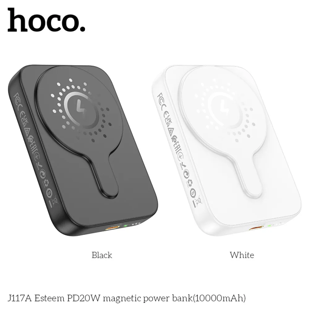 10000mAh Magnetic Wireless Power Bank by HOCO - Fast Charging in White % 10000mAh Magnetic Wireless Power Bank by HOCO - Fast Charging in White