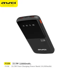 10000mAh Portable Power Bank - Awei P10K 3-in-1 Charging Solution