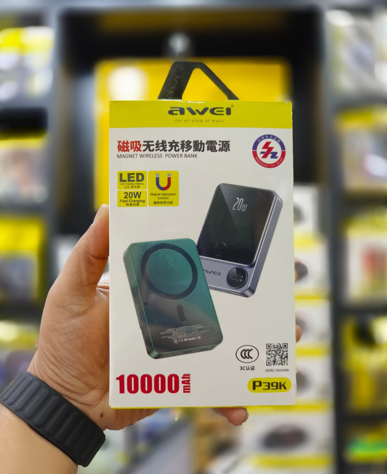 10000mAh Wireless Magnetic Power Bank with 20W PD Fast Charging - Awei P39k % 10000mAh Wireless Magnetic Power Bank with 20W PD Fast Charging - Awei P39k