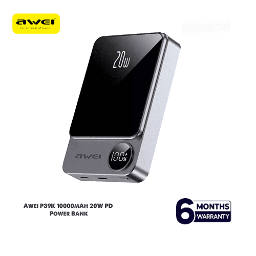 10000mAh Wireless Magnetic Power Bank with 20W PD Fast Charging - Awei P39k % 10000mAh Wireless Magnetic Power Bank with 20W PD Fast Charging - Awei P39k