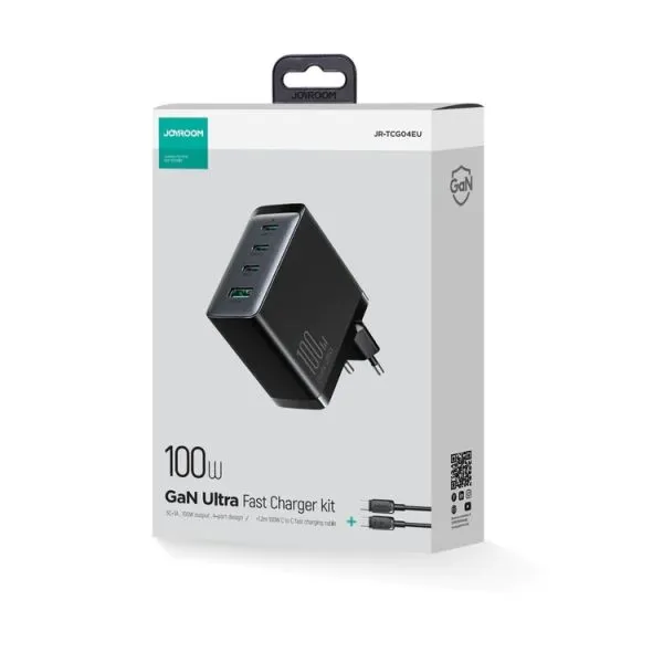 100W Fast USB-C Charger with 1.2m Cable - JOYROOM JR-TCG04EU % 100W Fast USB-C Charger with 1.2m Cable - JOYROOM JR-TCG04EU