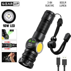 10W Rechargeable COB LED Flashlight - GearUP K60 High-Performance Torch