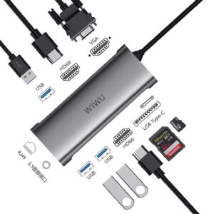 11-in-1 USB-C Hub with Dual HDMI, VGA, and RJ-45 Ports - WIWU Alpha