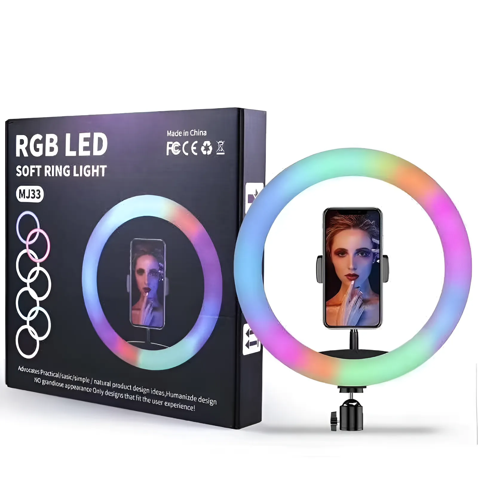 13-Inch RGB LED Soft Ring Light for Professional Photography and Makeup % 13-Inch RGB LED Soft Ring Light for Professional Photography and Makeup