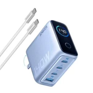 140W Anker USB-C Laptop Charger | 4-Port PD 3.1 with Touch Control - Blue