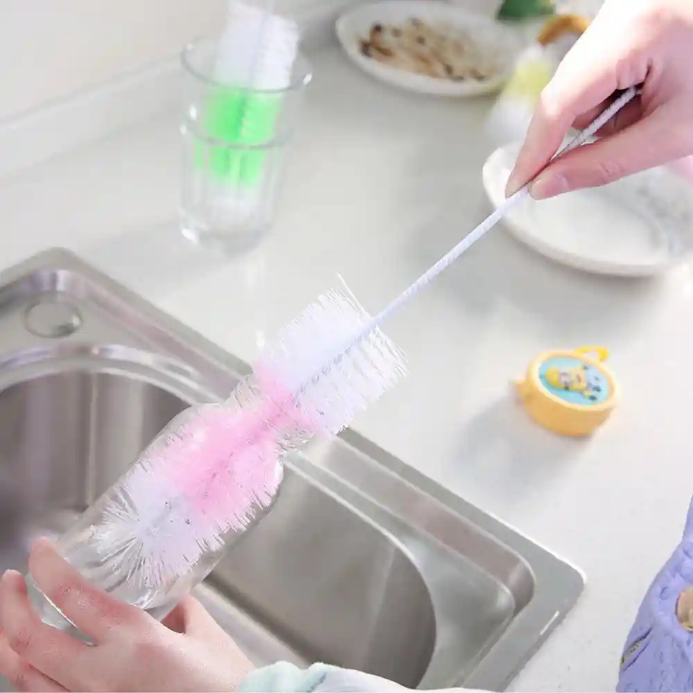 2-in-1 Baby Bottle & Nipple Cleaning Brush Set - Multicolor Options Available % 2-in-1 Baby Bottle & Nipple Cleaning Brush Set - Multicolor Options Available