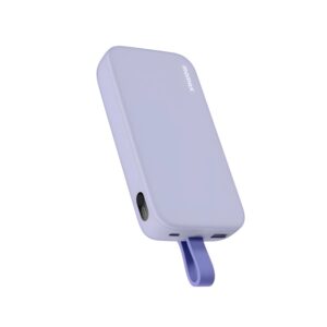 20,000mAh Power Bank with 22.5W Fast Charging and Type-C Cable - Purple