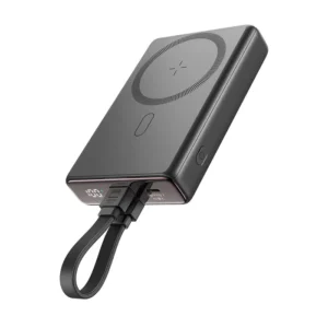 20W Magnetic Wireless Power Bank with Built-In Cable & Kickstand - 10000mAh Black