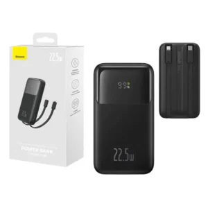 22.5W 20000mAh Dual Cable Power Bank with Digital Display – Black Baseus Comet Series