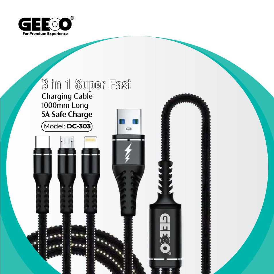 3-in-1 Long Data Cable - Universal USB Charging & Sync Cable for Devices % 3-in-1 Long Data Cable - Universal USB Charging & Sync Cable for Devices