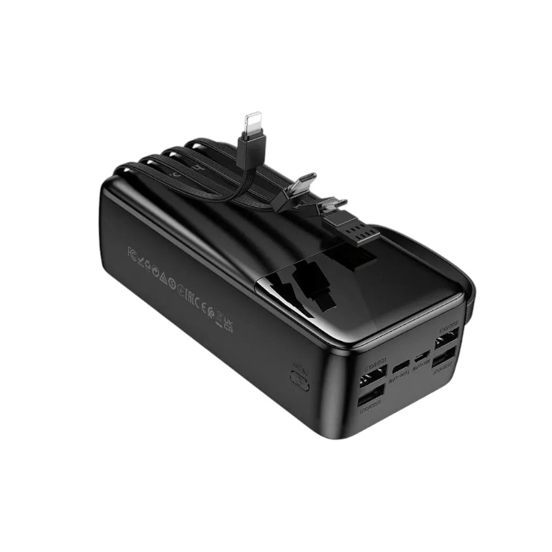 30000mAh Power Bank with Built-in Cables - Hoco MMJ-13 Portable Charger % 30000mAh Power Bank with Built-in Cables - Hoco MMJ-13 Portable Charger