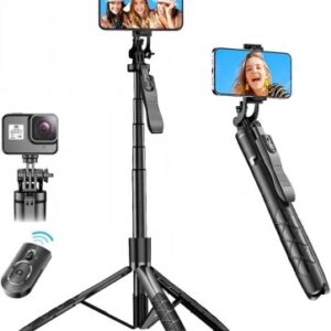 360° Rotating Tripod Selfie Stick with Remote and Light - K-28 Video Stand