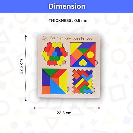 4-in-1 Montessori Tangram Puzzle Set - Stylish Wooden Educational Toy % 4-in-1 Montessori Tangram Puzzle Set - Stylish Wooden Educational Toy