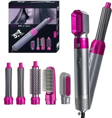 5-in-1 Hot Air Brush and Dryer for Effortless Styling and Volume % 5-in-1 Hot Air Brush and Dryer for Effortless Styling and Volume