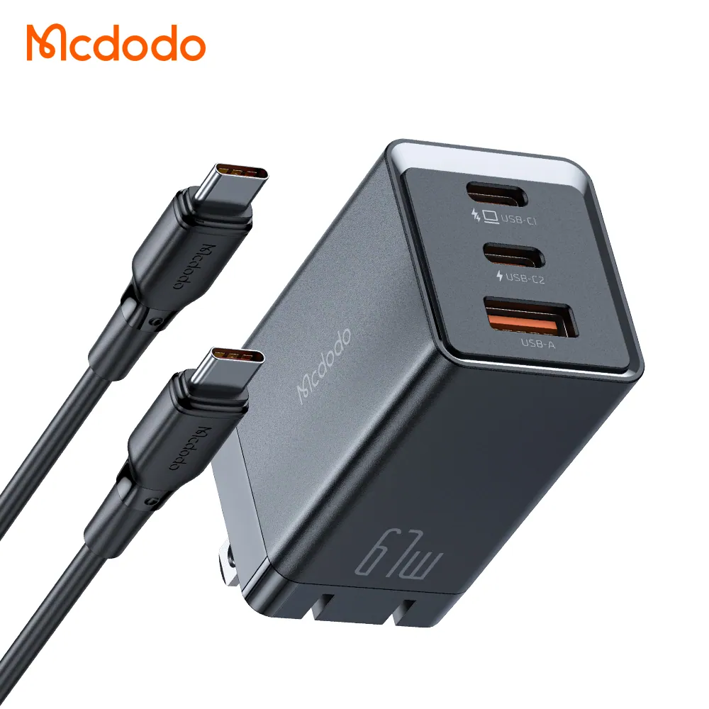 67W PD GaN Mini Fast Charging Pro Set by Mcdodo - Compact Power Solution % 67W PD GaN Mini Fast Charging Pro Set by Mcdodo - Compact Power Solution