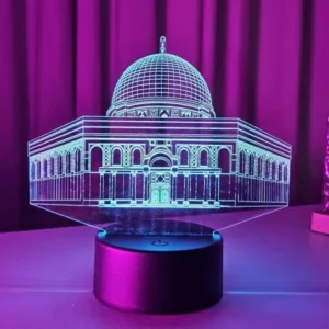Acrylic Multicolor Al-Aqsa Mosque Night Lamp - Elegant Black Design