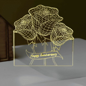 Acrylic Multicolor Night Lamp - Elegant Anniversary Rose Design by GearUP