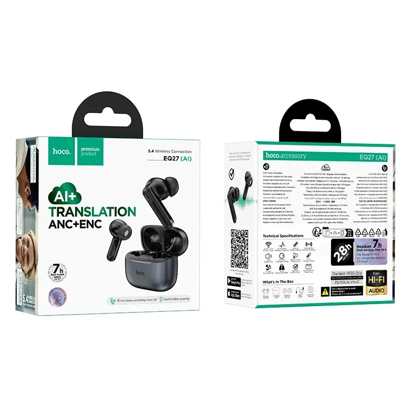 AI Translation Earbuds with ANC and ENC Noise Cancellation by Hoco % AI Translation Earbuds with ANC and ENC Noise Cancellation by Hoco