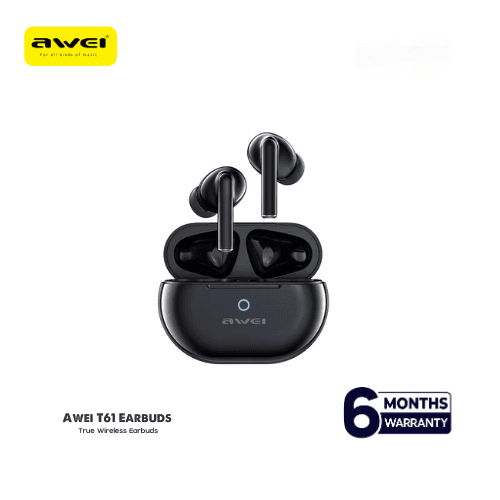 Awei T61 TWS Noise-Canceling Earphones with Dual Microphones - 6-Month Warranty % Awei T61 TWS Noise-Canceling Earphones with Dual Microphones - 6-Month Warranty