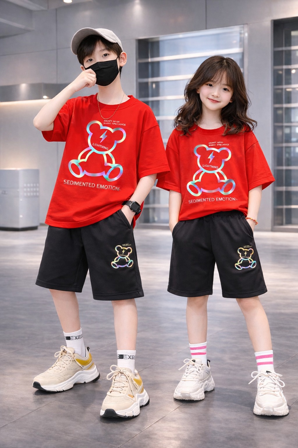 Baby T-Shirt and Pants Set with Drop Shoulder Design % Baby T-Shirt and Pants Set with Drop Shoulder Design