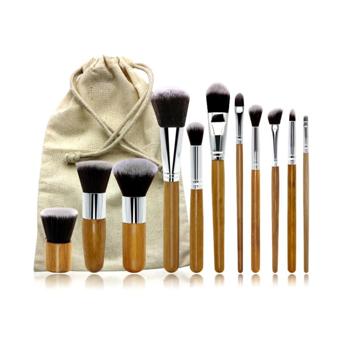 Bamboo Makeup Brush Set - 11 Premium Brushes for Flawless Application % Bamboo Makeup Brush Set - 11 Premium Brushes for Flawless Application