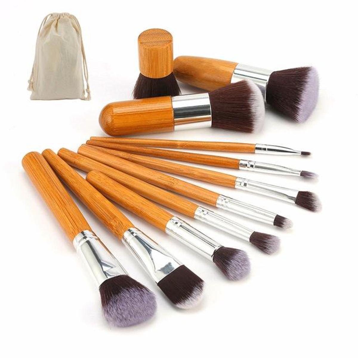 Bamboo Makeup Brush Set - 11 Premium Brushes for Flawless Application % Bamboo Makeup Brush Set - 11 Premium Brushes for Flawless Application
