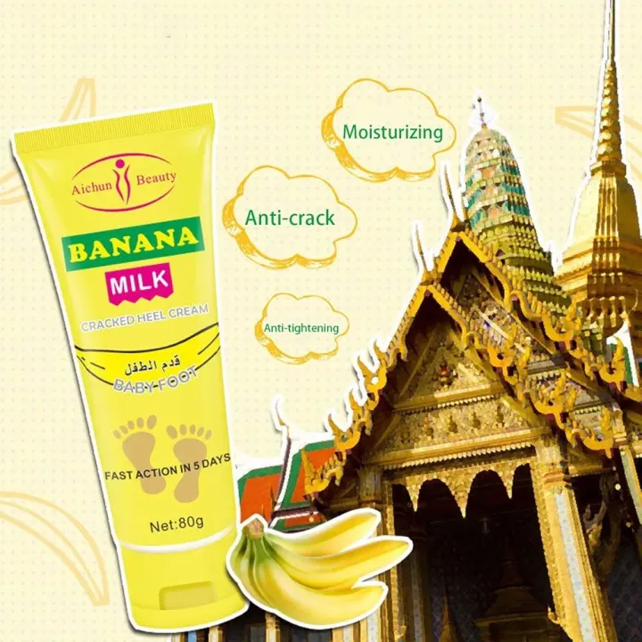 Banana Milk Cracked Heel Cream for Foot Care - 80g Nourishing Formula for Dry Skin % Banana Milk Cracked Heel Cream for Foot Care - 80g Nourishing Formula for Dry Skin