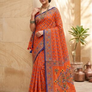Batik Print Tangail Saree - Elegant Handcrafted Cotton Ethnic Wear