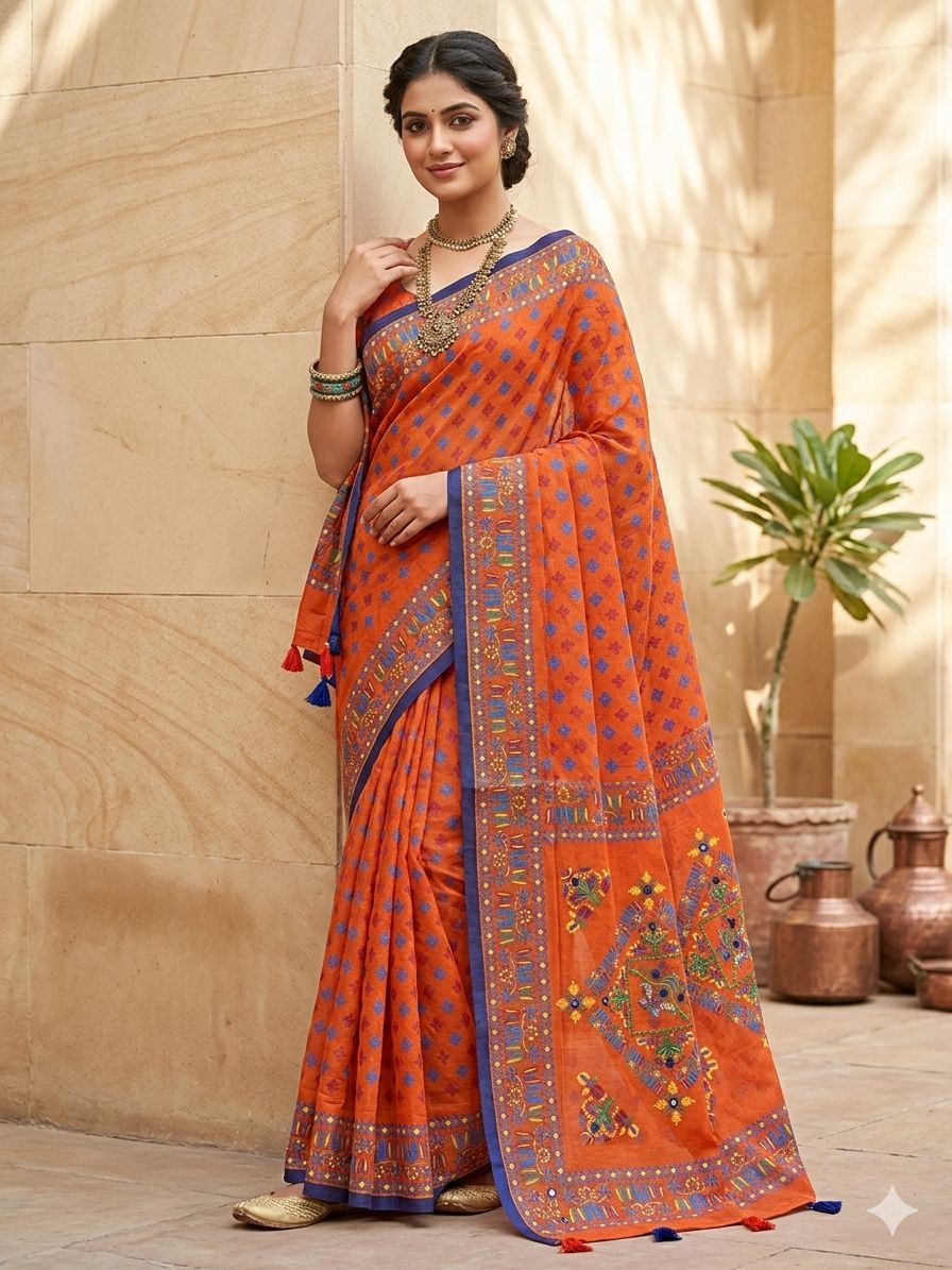 Batik Tangail Saree - Elegant Handcrafted Cotton Ethnic Wear for Women % Batik Tangail Saree - Elegant Handcrafted Cotton Ethnic Wear for Women