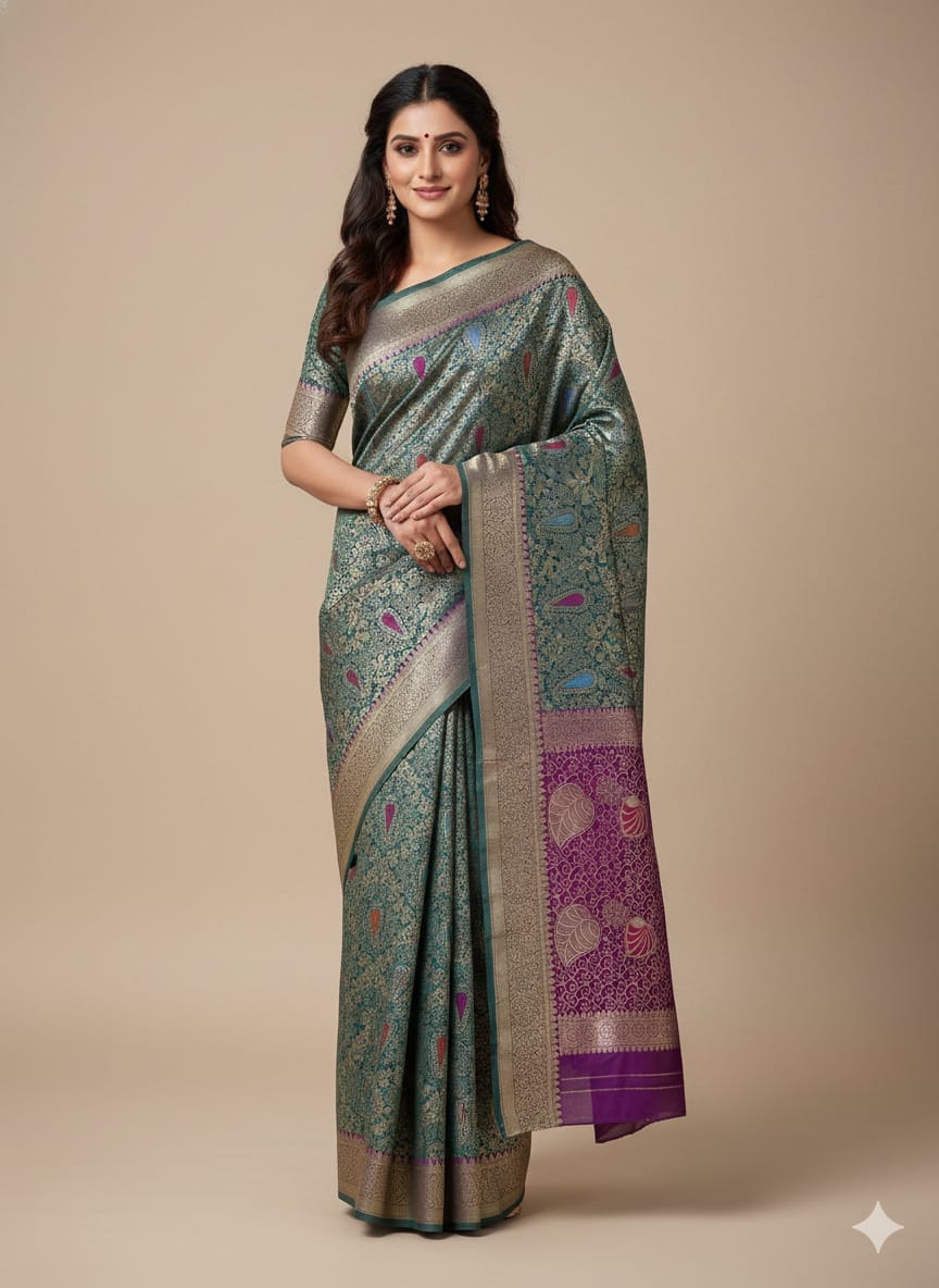 Benarasi Katan Silk Saree - Exquisite Traditional Weave for Elegant Occasions % Benarasi Katan Silk Saree - Exquisite Traditional Weave for Elegant Occasions