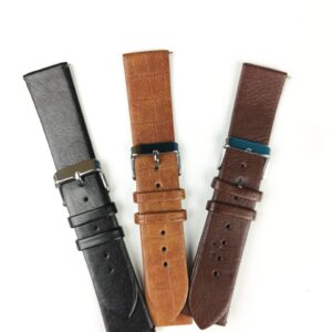 Black 22mm Leather Smartwatch Strap - Premium Quality Band for Style and Comfort