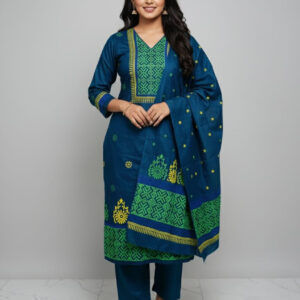 Block Print Three-Piece Set - Elegant and Versatile Outfit for Any Occasion