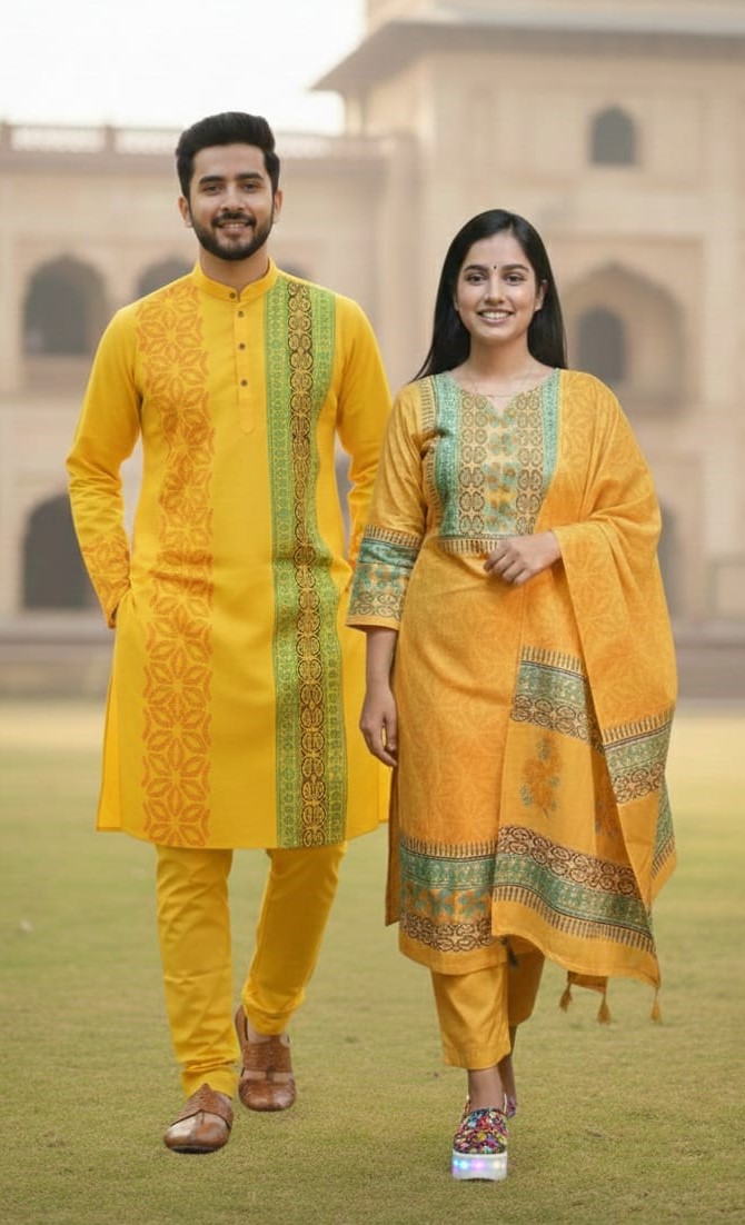 Block Print Three-Piece Set – Elegant Artisan Style for Every Occasion % Block Print Three-Piece Set – Elegant Artisan Style for Every Occasion
