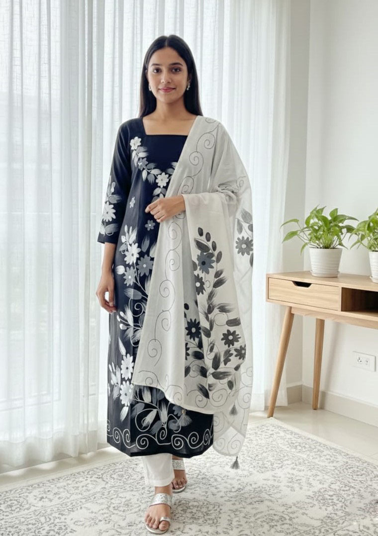 Block Print Three-Piece Set for Stylish Comfort and Versatility % Block Print Three-Piece Set for Stylish Comfort and Versatility