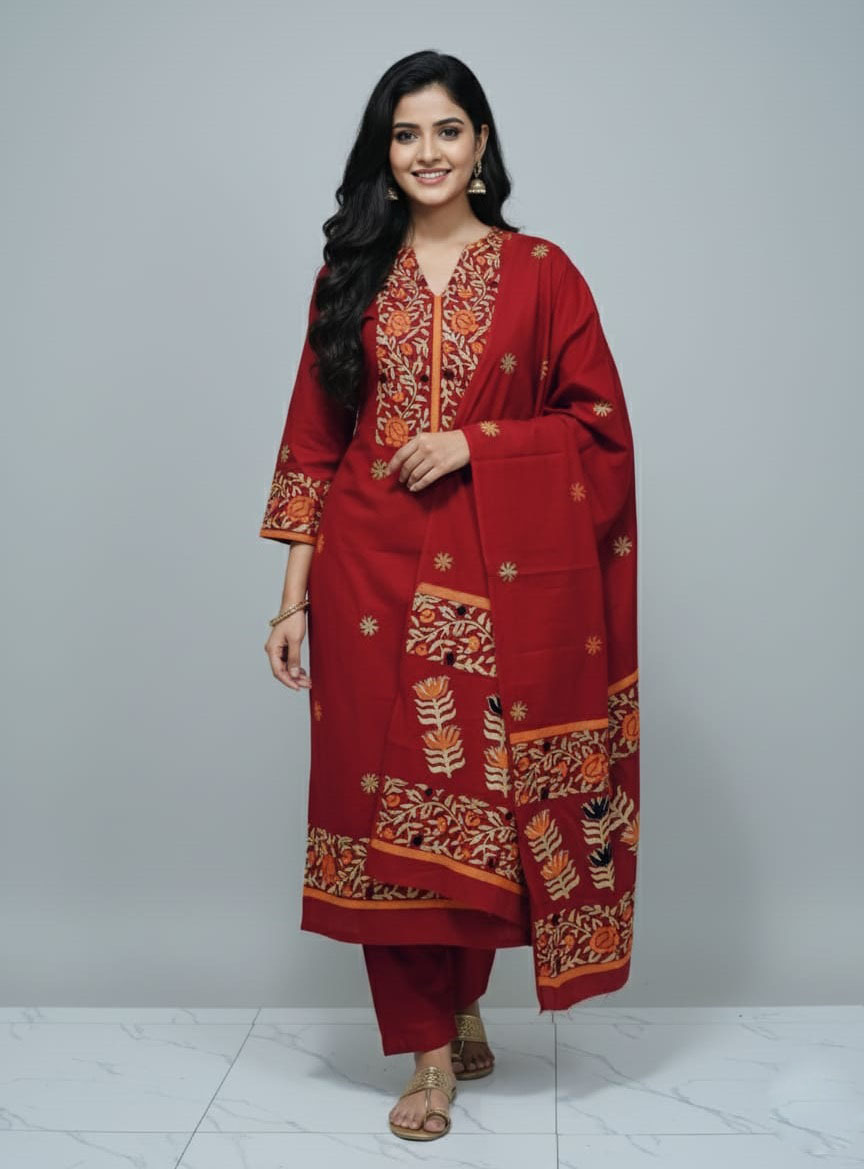 Block Print Three-Piece Set - Stylish and Elegant Fashion Ensemble % Block Print Three-Piece Set - Stylish and Elegant Fashion Ensemble