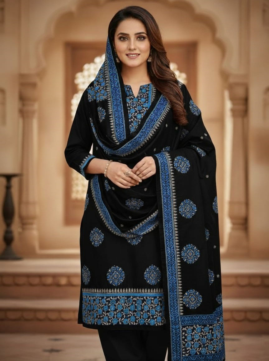 Block Print Three-Piece Set - Stylish and Elegant Fashion Ensemble % Block Print Three-Piece Set - Stylish and Elegant Fashion Ensemble