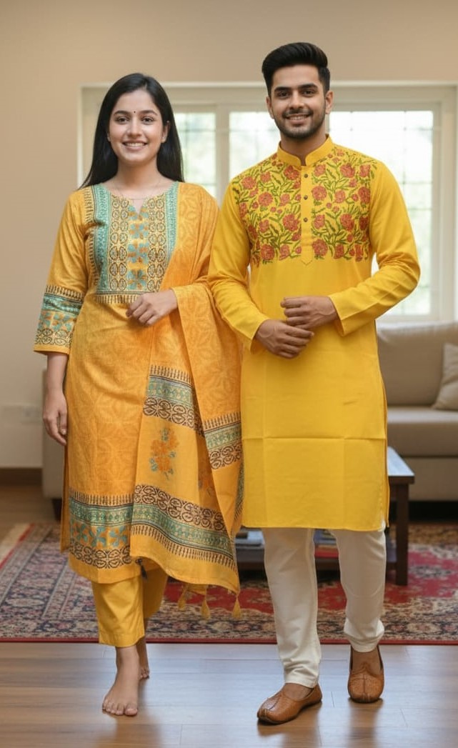 Block Print Three-Piece Set - Stylish and Versatile Outfit for Any Occasion % Block Print Three-Piece Set - Stylish and Versatile Outfit for Any Occasion
