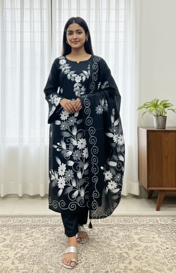 Block Print Three-Piece Set - Stylish and Versatile Outfit for Any Occasion % Block Print Three-Piece Set - Stylish and Versatile Outfit for Any Occasion