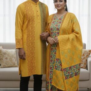 Block Print Three-Piece Set – Stylish and Vibrant Fashion Ensemble