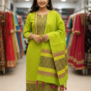 Block Printed Three-Piece Set - Stylish and Unique Fabric Ensemble