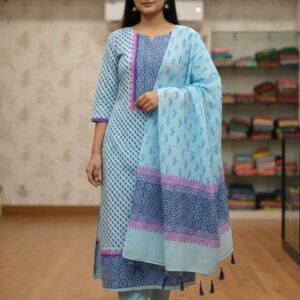 Block Printed Three-Piece Set - Stylish and Versatile Ensemble