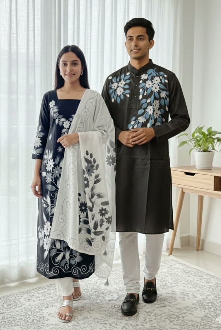 Block Printed Three-Piece Set - Stylish and Versatile Fashion Ensemble % Block Printed Three-Piece Set - Stylish and Versatile Fashion Ensemble