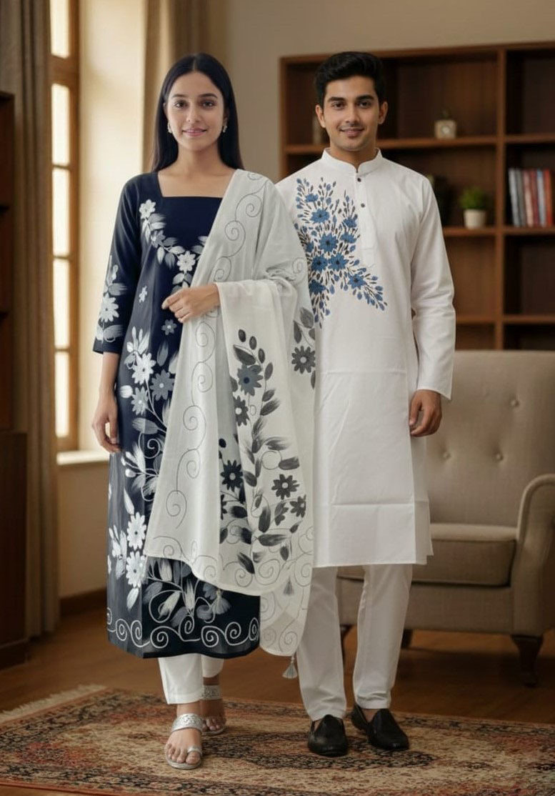 Block Printed Three-Piece Set - Stylish and Versatile Outfit for Any Occasion % Block Printed Three-Piece Set - Stylish and Versatile Outfit for Any Occasion