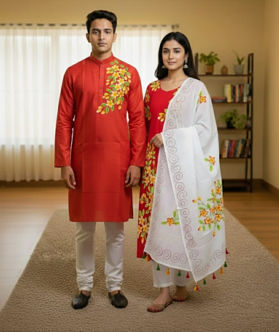 Block Printed Three-Piece Set - Stylish and Versatile Outfit for Any Occasion % Block Printed Three-Piece Set - Stylish and Versatile Outfit for Any Occasion