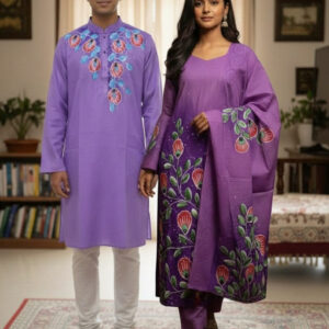 Block Printed Three-Piece Suit Set - Elegant and Stylish Design