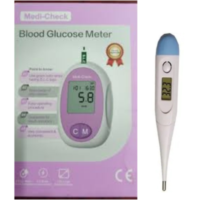 Blood Glucose Meter Kit with Free Thermometer for Accurate Health Monitoring % Blood Glucose Meter Kit with Free Thermometer for Accurate Health Monitoring