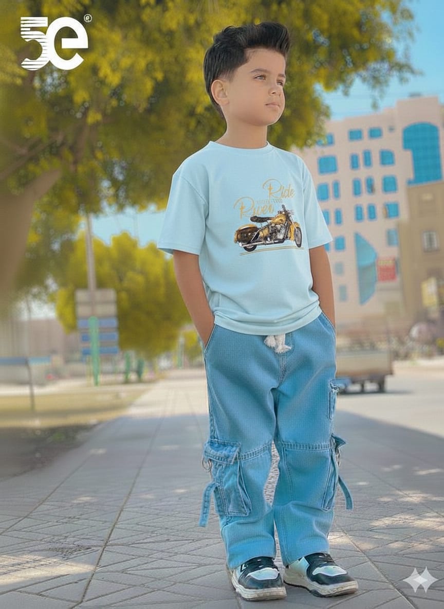 Boys Stylish Denim Pants and T-Shirt Outfit Set for Everyday Wear % Boys Stylish Denim Pants and T-Shirt Outfit Set for Everyday Wear