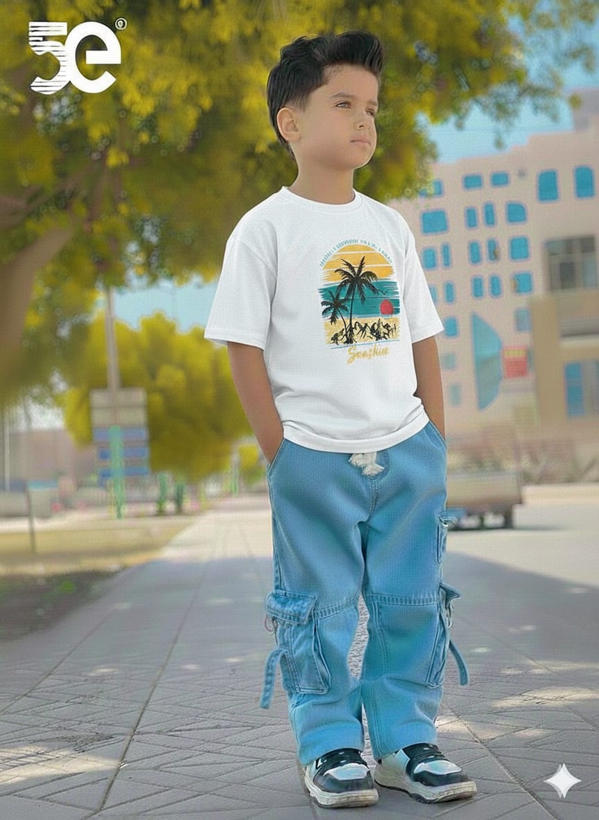 Boys Stylish Denim Pants and T-Shirt Outfit Set for Everyday Wear % Boys Stylish Denim Pants and T-Shirt Outfit Set for Everyday Wear